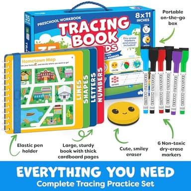 Preschool Learning Activities - Tracing Books for Kids Ages 3-5 - Toddler Handwriting Practice - Letter Tracing for Kids Preschool Kindergarten Workbooks 3-4, 4-5 Learning Books - 3 year old boy gift - Image 2