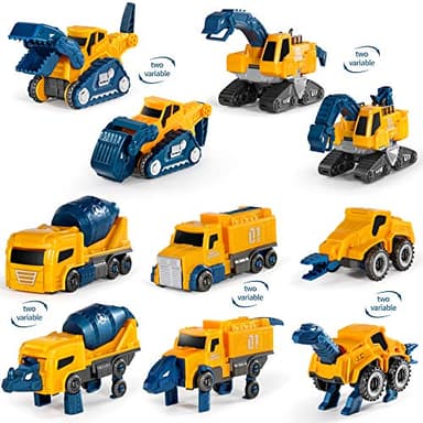 MIEBELY Toddler Robot Construction Vehicles Set – 5Pcs Transforming Robots for Kids - Magnetic Toys with Sturdy Connectors – Easy DIY Assembly Function – 5-in-1 Educational STEM Toys - Image 2