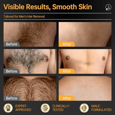 CKM Hair Removal Cream for Men, Depilatory Cream for Unwanted Male Hair, Painless Hair Removal Gel Suitable for All Skin Types, Made for Men, 3.38 FL OZ w/Spatula - Image 2