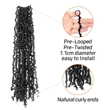 14 Inch 10 Packs Yanky Twist Crochet Hair Pre-twisted Natural Black Kinky Mini Spring Twist Plus Small Curly Senegalese Twist Braids (1B) - Image 3