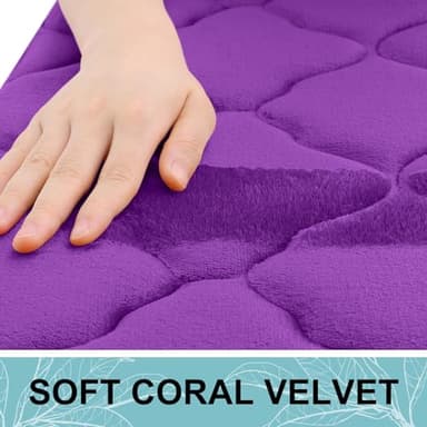 OLANLY Memory Foam Bath Mat Rug 47x24, Ultra Soft and Absorbent Bathroom Rugs, Non-Slip, Comfortable, Machine Washable Bath Carpet for Bathroom Floor, Tub, Shower and Home Decor Accessories, Purple - Image 2