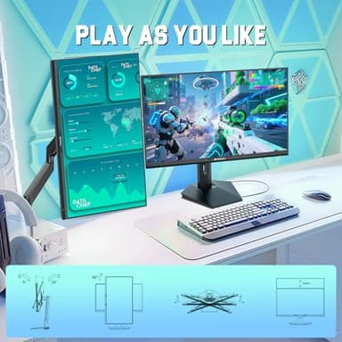 SANSUI 27 inch WQHD 200Hz 180Hz Gaming Monitor 2560×1440P-AMD FreeSync 1ms DCI-P3 95% Fast IPS Computer Monitor,Height Adjustable Vertical/Horizontal Rotating, 2×DisplayPort/HDMI 丨HDR丨Low Motion Blur - Image 7