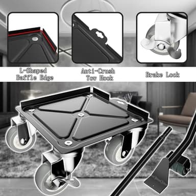 Furniture Dolly Set 5 Wheels Heavy Duty, Furniture Movers with Silent Rubber Wheels, 360° Rotation with Brake, 1000Lbs Load Capacity, Furniture Lifter for Easy Moving Large Furniture. - Image 3