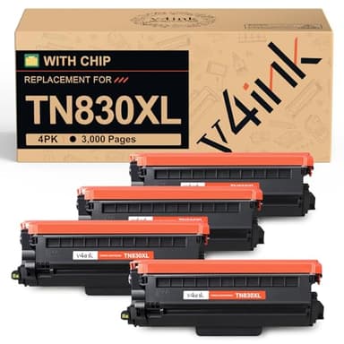 v4ink TN830XL Toner Cartridge Ink for Brother HL-L2460DW Printer Replacement for TN830 XL TN830 TN-830 Toner Set for DCP-L2640DW HL-L2405W HL-L2400D MFC-L2820DW HL-L2480DW Printer, 4PK High Yield - Image 1