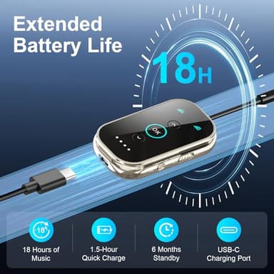 Ultra Xmagpot Bluetooth 5.4 Transmitter Receiver - CNC Aluminum & Ceramic Glass | Dual Link for 2 AirPods/Headphones | aptX Adaptive/HD Audio | Wireless Transmitter for Airplane/TV/Car/Gym - Image 6