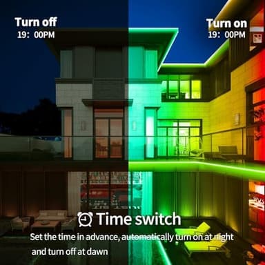 100Ft Outdoor Waterproof LED Strip Lights,Music Sync RGB IP68 Led Lights with App and Remote Control,Color Changing Waterproof RGB Exterior Rope Self Adhesive Back,Balcony,Roof,Garden,Party - Image 4