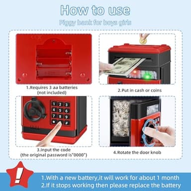 Saidrip Piggy Bank for Kids, Money Bank Toys for Ages 6 7 8 10 11 12 13, Electronic Cash Coin Money Saving Box， Birthday for 8 9 10 Year Old Boys Girls - Image 4