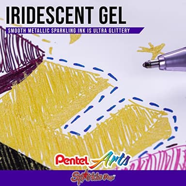 Pentel Arts Sparkle Pop Metallic Gel Ink Pen, 1.0mm Bold Line, Assorted Colors, Pack of 8 (K91PABP8M) - Image 3