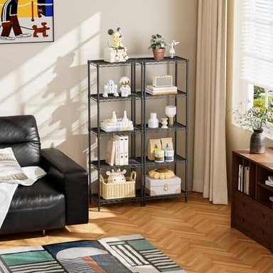 SINGAYE Metal Shelves Wire Shelving：Storage Rack Standing Units Shelf for Kitchen Laundry Bathroom Closet Organizers Pantry Narrow Mesh Adjustable 10" D x 16" W x 55" H Black - Image 7
