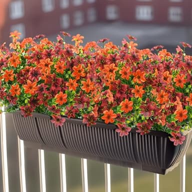 Artificial Mums Fake Fall Flowers for Outdoors Decoration, 12 Bundles Realistic Autumn Silk Daisy Faux Plants UV Resistant Decor for Home Garden Porch Patio Yard Balcony Window (Orange Brown) - Image 4