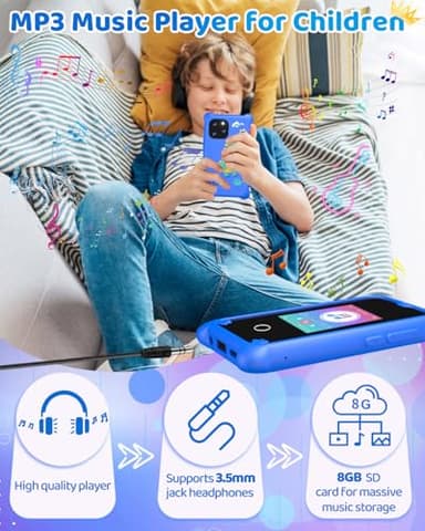 BESTOONE Upgrade Kids Phone Toys for 3 4 5 6 Year Old Girls and Boys, Toddler Emulated Touchscreen Smartphone with No Calls, No Internet, Christmas Birthday Gifts for Kids Ages 3-8 (Blue) - Image 4