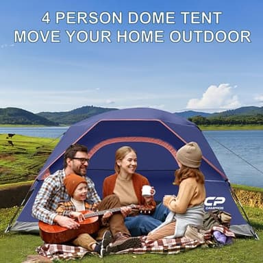 CAMPROS CP 4 Person Tent, Dome Tents for Camping with Rainfly, Waterproof Camping Tent Easy Set Up, Portable Family Tent with Large Mesh Window & Carry Bag for Outdoor Hiking - Image 4