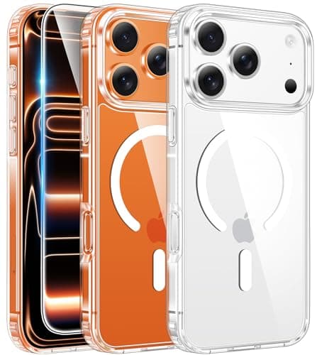 FNTCASE for iPhone 17 Pro-Max Case: Magnetic Transparent Phone Cases with Screen Protector Slim Military Grade Drop Protection Rugged Shockproof Protective Cell Phone Cover (A-Clear) - Image 1