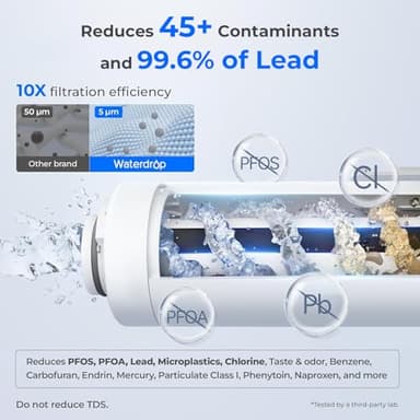 Waterdrop Rechargeable Water Filter Pitcher, Reduce 99.6% of Lead and 45+ Impurities, 1-Year Electric Water Dispenser, Instant 15-Cup Countertop System, NSF/ANSI 401&53&42&372, NOT Reduce TDS - Image 3