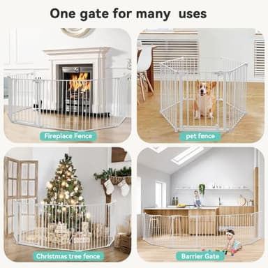 COMOMY 150" Extra Wide Baby Gate With Door - Auto Close Fence Play Area for House Doorways, Fireplace - Walk Through Pet Gate, Hardware Mounted, 6-Panels (30" Tall, White) - Image 6