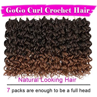 7 Packs GoGo Curl Crochet Hair 14 Inch Short Curly Crochet Hair for Women Beach Curl Water Wave Deep Twist Crochet Braids Synthetic Braiding Hair Extensions (14 Inch, T1B/30) - Image 2