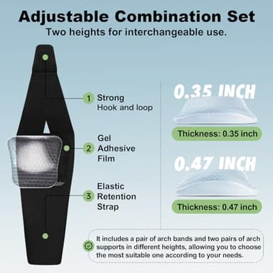 ZAIWOO Wearable Arch Support Inserts for Women & Men – 2 Adjustable Heights, Non-Slip Breathable – Plantar Fasciitis Relief Arch Band for Flat Feet, High Arches - Image 3