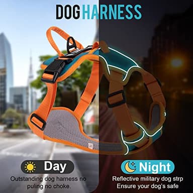 WENDISI Mint Green Large Dog Harness, Reflective Oxford Vest with No Pull & No Choke Dual Clips, Adjustable Soft Padded Harness with Easy Control Handle, for Dog Walking, Jogging, Hiking - Image 7