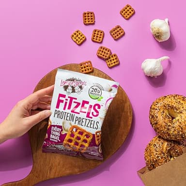Lenny & Larry's Everything Bagel FITZELS- Savory Pretzel Snacks Incredibly Tasty, High Protein Salty, Vegan, 20 g's of Plant Based Protein 8 (eight) Bags, 3 oz Each - Image 5