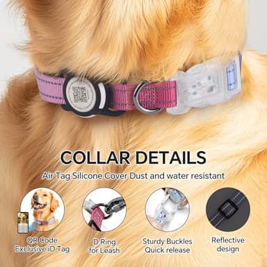 LED Smart QR Code Dog Collar - Lost at Night Collar Showing Details of Owner and pet - Durable, Adjustable, Soft - Rose red Suitable for Small, Medium and Large Dogs - Image 6