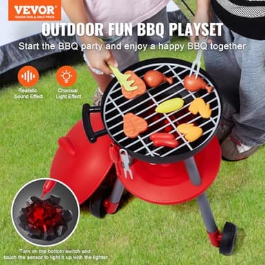 VEVOR 28 PCS BBQ Grill Playset, Kids Toys Kitchen Playset with Sound & Light, Little Chef Play, Interactive Grill Play Food Cooking Playset Barbecue Toy Grill for Toddlers Boys Girls 3-5 Birthday Gift - Image 2