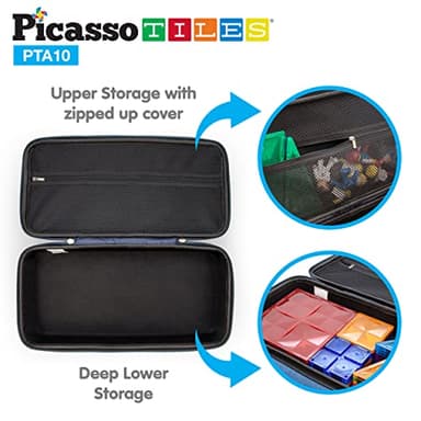PicassoTiles Magnetic Tile Storage Case 16.5x7.5x3.5in Travel Carry Bag with Handle Water Resistant Organizer Compatible with Magnet Building Block Sets STEM Educational Accessories Oxford Cloth PTA10 - Image 4