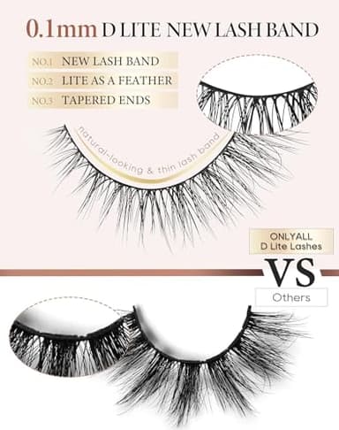 Onlyall Natural Lashes Wispy Lashes Natural Look False Eyelashes Natural Flared Eyelashes False Eye Lashes Soft Fluffy Lashes 7 Pairs D1 Natural (6-13MM) - Image 6