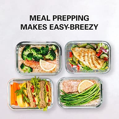 Razab 16 Pc (Set of 8) 30 Oz Glass Meal Prep Containers with Lids, Airtight Large Glass Food Storage Containers, Reusable Leak Proof BPA Free, Freezer to Oven and Dishwasher Safe - Image 6