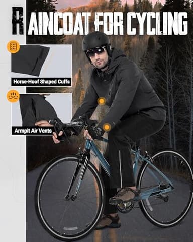 33,000ft Men's Packable Rain Jacket Lightweight Rain Shell Jacket with Hood Waterproof Raincoat for Cycling - Image 5