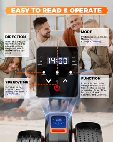 Under Desk Elliptical Machine, Electric Ellipse Leg Exerciser While Sitting for Seniors, Quiet Portable Seated Pedal Exerciser with Remote Control, 12 Adjustable Speeds for Home Office - Image 6