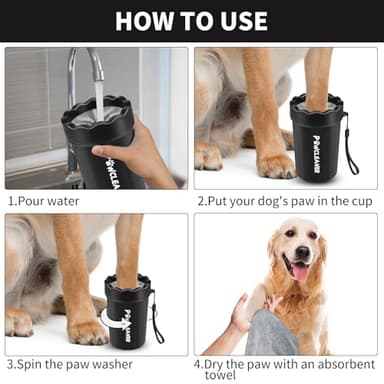 Dog Paw Cleaner, Washer, Muddy Pet Foot Cleaner for Small Medium Breed Dogs/Cats (with 3 absorbent towel) (Black, Medium) - Image 3
