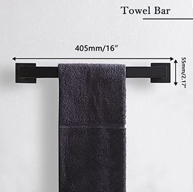 5-Pieces Matte Black Bathroom Hardware Accessories Set, SUS304 Stainless Steel Bath Towel Bar Set, Towel Racks for Bathroom Wall Mounted. - Image 3