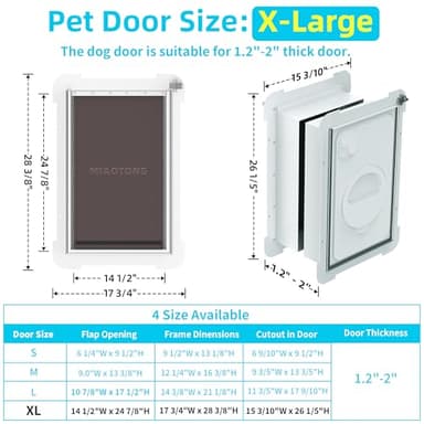 3-Flaps Never Rust Extra Large Dog Door for Door with Sliding Lock Panel, Steel Frame and Telescoping Tunnel, Extreme Weather Durable XL Dog Doors for Door (Pets Up to 220 Lbs) - Image 5