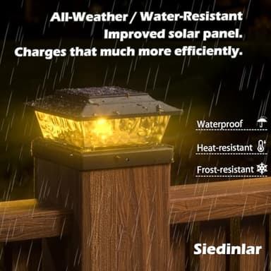 SIEDiNLAR Solar Post Lights Outdoor 12 LEDs 4 Modes Post Cap Light for 4x4 5x5 6x6 Vinyl Wooden Deck Fence Posts Patio Garden Decor, Warm/Cool White Dynamic Lighting (6 Pack, Black) - Image 6
