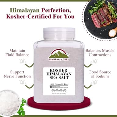 Himalayan Chef Kosher Sea Salt – Full Flavor, No Additives, unrefined and Less Sodium - Natural and Organic - 5 Pound Plastic Jar, Kosher & Non GMO Certified - Image 2