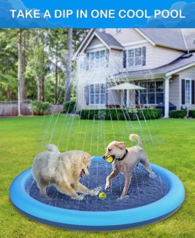 Peteast Dog Splash Pad 59" Anti-Slip Dog Pools for Large Dogs 0.58 mm Thick Dog Sprinkler Water Toy - Image 2