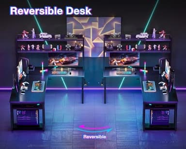 ODK L Shaped Gaming Desk with Hutch, Computer Desk with Storage Shelves, 66" L Shaped Desk for Home Office, Corner Desk with Headphone Hook, Black - Image 6