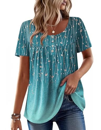 Zeagoo Short Sleeve Shirts for Women Business Causal Summer Tops Hawaiian Button Down Floral Work Blouses X-Large - Image 1