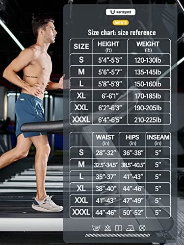 NORTHYARD Men's Running Athletic Shorts 5"/ 7"/ 9" Workout Gym Short Tennis Quick Dry Active Sport Hiking Basketball-5'' Greyblue-M - Image 6