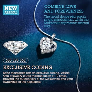 ONLYLIKE Heart Pendant Necklace Gifts for Wife, Engraved 'I LOVE YOU' 2 Carat Moissanite Necklace, Anniversary Eternity Jewelry Present, Birthday Gifts for Women - Image 3