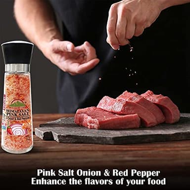 Himalayan Chef Pink Salt with Roasted Onion & Red Crushed Pepper, Tall Glass Grinder, 10.58 Oz - Image 4