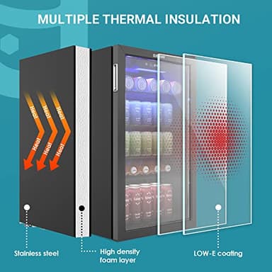 EUHOMY Beverage Refrigerator Cooler, 130 Can Mini Fridge with Glass Door for Soda Beer or Wine, Beverage Cooler for Home, Office, Bar with Adjustable Removable Shelves, Black - Image 6