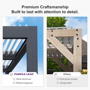 PURPLE LEAF Louvered Pergola 14' x 24' Outdoor Aluminum Pergola with Hidden Drainage System and Adjustable Roof Patio Hardtop Oversized Pergolas with String Lights for Estate Patio Pool Cabana - Image 8