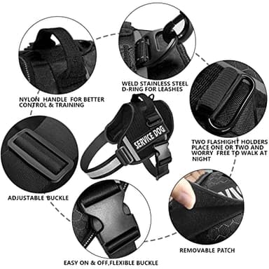 JSXD Dog Harness,No-Pull Service Dog Harness with Handle Adjustable Outdoor Pet Dog Vest 3M Reflective Nylon Material Vest for Breeds,Easy Control for Small Medium Large Dogs - Image 2
