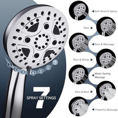 Cenosa All Metal Rain Shower Head 12 Inch High Pressure Shower Head with Handheld Spray Combo with Adjustable Shower Extension Arm, 7-Spray, 3-Way Dual Shower Head Chrome - Image 3