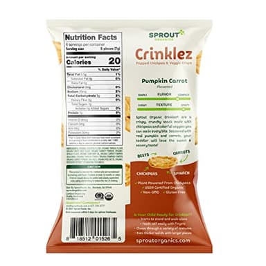 Sprout Organic Baby Food, Stage 4 Toddler Veggie Snacks, Pumpkin Carrot Crinklez, 1.48 Ounce (Pack of 6) - Image 3