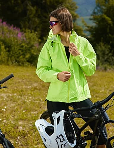 baleaf Women's Rain Jackets Running Waterproof Windbreaker Windproof Lightweight Cycling Jacket Reflective Packable Hooded Yellow XL - Image 3