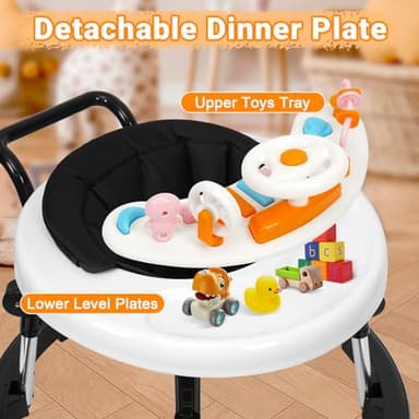 HolyBase Music and Lights Baby Walker Foldable with 9 Adjustable Heights, Baby Walker with Wheels Portable, Infant Toddler Walker for Baby Boy Girls 6-18 Months - Image 4