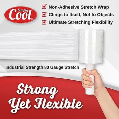 2 Pack Industrial Strength Mini Hand Stretch Wrap 5" 1000 Ft Roll 80 Gauge Thick, Shrink Wrap Roll for Moving Supplies, Furniture, Pallets, Plastic Wrap for Packing, Heavy Duty Stretch Film - Image 2