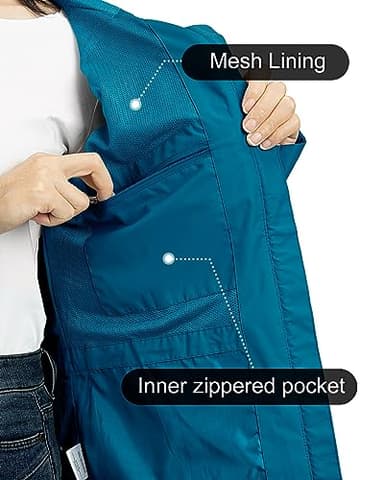 Outdoor Ventures Packable Rain Jacket Women Lightweight Waterproof Raincoat with Hood Cycling Bike Jacket Windbreaker - Image 6